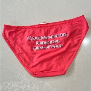 Women's Red Panties with Fun Wine Quote
